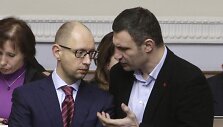 Arsenijus Jaceniukas ir Vitalijus Klyčko Ukrainos Auk&scaron;čiausiosios Rados sesijoje