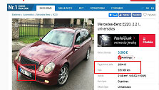 &bdquo;Mercedes-Benz&ldquo; E klasės modelio rida pasiekus Vilnių sumažėjo dukart.