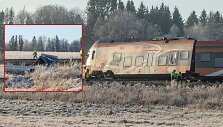 Estijoje traikinys susidūrė su sunkvežimiu