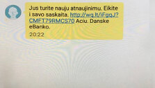 Įtartina SMS žinutė banko vardu