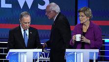 Michailas Bloombergas, Bernie Sandersas, Elizabeth Warren