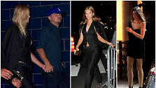 Leonardo DiCaprio su Toni Garrn ir Lorena Rae (de&scaron;inėje)