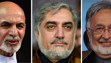 Kandidatai į Afganistano prezidentus Ashrafas Ghani Ahmadzai, Abdullah Abdullah, Zalmai Rassoulas