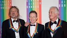&bdquo;Led Zeppelin&ldquo; grupės nariai Robertas Plantas, Johnas Paulas Jonesas ir Jimmy Page