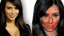 Kim Kardashian realybėje (kairėje) ir kaip atrodytų, jeigu vartotų narkotikus