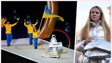 Rusė Anastasija Kučerova per žaidynių atidarymą žengė prie&scaron;aakyje Ukrainos komandos ir ne&scaron;ė &scaron;ios &scaron;alies lentelę.