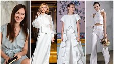 Agnė Deveikytė ir jos kurta vestuvinė suknelė bei kostiumai