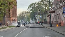 Motociklo ir &bdquo;Porsche&ldquo; avarija prie &scaron;v. Onos bažnyčios