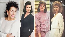 Loreta Povilavičiūtė (kairėje) ir 1990-ųjų &scaron;ukuosenų tendencijas atspindintys modeliai