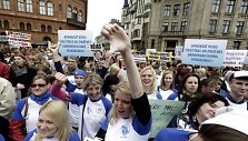 Mokytojų protestas Rygoje