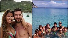 Lionelis Messi su žmona Antonella, Luiso Suarezo &scaron;eima