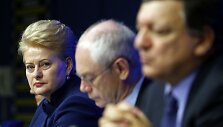 Lietuvos prezidentė Dalia Grybauskaitė, Europos Tarybos prezidentas Hermanas Van Rompuy ir Europos Komisijos prezidentas Jose Manuelis Barroso