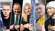 Danas Rap&scaron;ys, Kazys Maksvytis, Rūta Meilutytė, Mykolas Alekna ir Dominika Banevič