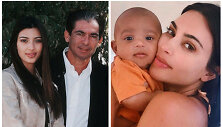 Kim Kardashian su tėvu Robertu ir sūnumi Psalmu