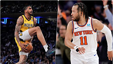Jalenas Brunsonas (de&scaron;inėje) vedė &bdquo;Knicks&ldquo; į pergalę prie&scaron; &bdquo;Pacers&ldquo;