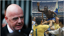 Gianni Infantino (kairėje) nori, kad kiekvienoje &scaron;alyje atsirastų po Pele vardu pavadintą stadioną