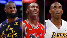 I&scaron; kairės: LeBronas Jamesas, Michaelas Jordanas, Kobe Bryantas