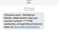 Lietuvos pa&scaron;to vardu siunčiamas apgaulingas prane&scaron;imas