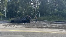 Automagistralėje &scaron;alia Kauno sudegė automobilis