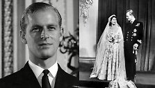 Princas Philipas jaunystėje (kairėje), Elizabeth II ir princo Philipo vestuvės (de&scaron;inėje)