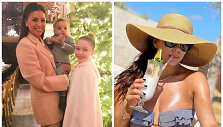 Eva Longoria su sūnumi Santiago ir Harper Beckham