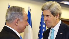 Izraelio premjeras Benjaminas Netanyahu ir JAV valstybės sekretorius Johnas Kerry