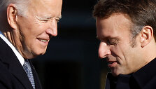Prancūzijos prezidentas Emmanuelis Macronas ir JAV prezidentas Joe Bidenas