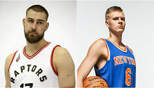 Jonas Valančiūnas ir Kristapas Porzingis
