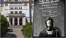 Vilniaus senasis teatras ir spektaklio &bdquo;Tikhari&ldquo; plakato eskizas baltarusių kalba