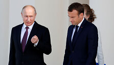 Vladimiro Putino ir Emmanuelio Macrono susitikimas Sankt Peterburge