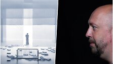 Scenografas Artūras &Scaron;imonis ir jo scenografijos spektakliui &bdquo;Tėtis&ldquo; eskizas