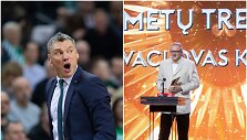 Vaclovas Kidykas (de&scaron;inėje) pripažintas geriausiu Lietuvos sporto treneriu 2018 metais.