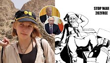 Goda Veličkaitė, jos kurtas atvirukas, kurį i&scaron;siuntė V.Putinui ir J.Bidenui