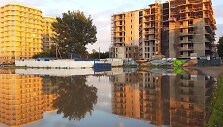 Vandens užlieta statybvietė Žalgirio gatvėje Vilniuje