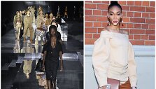 Winnie Harlow (de&scaron;inėje) ir &bdquo;Burberry&ldquo; kolekcijos kodeliai