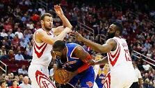 Donatas Motiejūnas ir Jamesas Hardenas