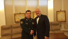 Lietuvos kra&scaron;to apsaugos ministras Juozas Olekas su Ukrainos gynybos ministru  generolu pulkininku Stepanu Poltoraku