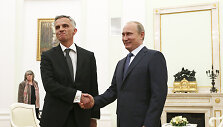 &Scaron;veicarijos prezidentas Didieris Burkhalteris ir Rusijos prezidentas Vladimiras Putinas
