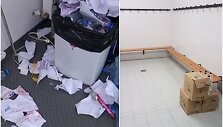 Kairėje &ndash; &bdquo;Barcelona&ldquo; rūbinė po mačo Prahoje. De&scaron;inėje &ndash; &bdquo;Lietkabelio&ldquo; po mačo Manresoje.