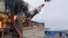 Rusijoje sugriuvo liepsnų apimtas naftos bok&scaron;tas