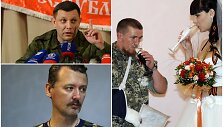 Aleksandras Zacharčenka, Igoris Girkinas (Strelkovas) ir Arsenijus Pavlovas (Motorola) su žmona