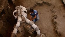 Archeologai dirba prie mamuto skeleto rasto Meksikoje