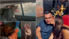 Darius Petrikauskas su žmona Ieva ir i&scaron;gelbėtais &scaron;unimis Venecijoje