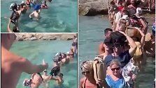 Turistų bandymas grįžti atgal į laivą