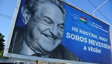 Prie&scaron; George'ą Sorosą nukreipta reklaminė kampanija Vengrijoje