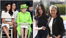 Sasekso hercogienė Meghan su karaliene Elizabeth II ir mama Doria Ragland