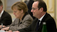Kijeve aptarti taikos plano susitiko Angela Merkel, Francoise Hollande'as ir Petro Poro&scaron;enka 2015 m. vasario 05 d. 