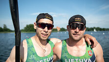 Lietuvos baidarių ir kanojų čempionatas Trakuose. Mindaugas Maldonis ir Andrejus Olijnikas.