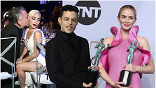 Ekrano aktorių gildijos apdovanojimai: Lady Gaga su sužadėtiniu ir laureatai Rami Malekas bei Emily Blunt