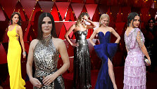 &bdquo;Oskarų&ldquo; vie&scaron;nios (i&scaron; kairės): Eiza Gonzalez, Sandra Bullock, Jennifer Lawrence, Nicole Kidman ir Salma Hayek